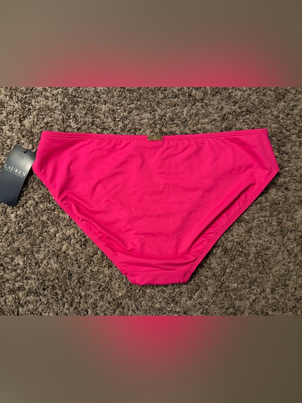 Lauren Ralph Lauren Mid-Rise Bright Pink Bikini Bottom - Picture 2 of 5